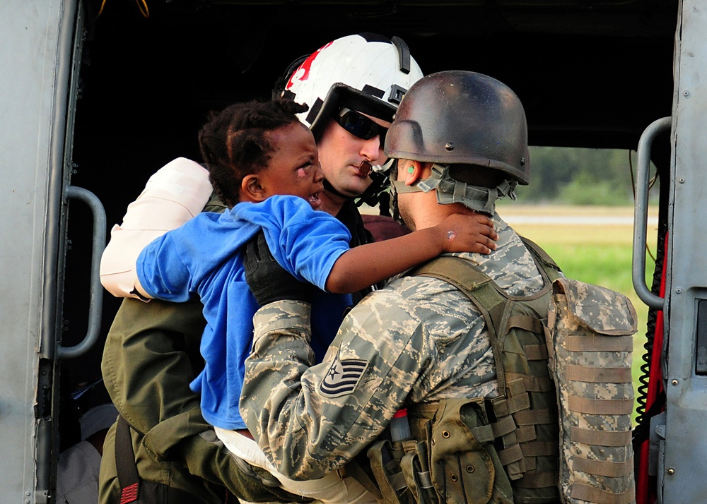 Navy Airman Evacuates Haitian Earthquake Victim