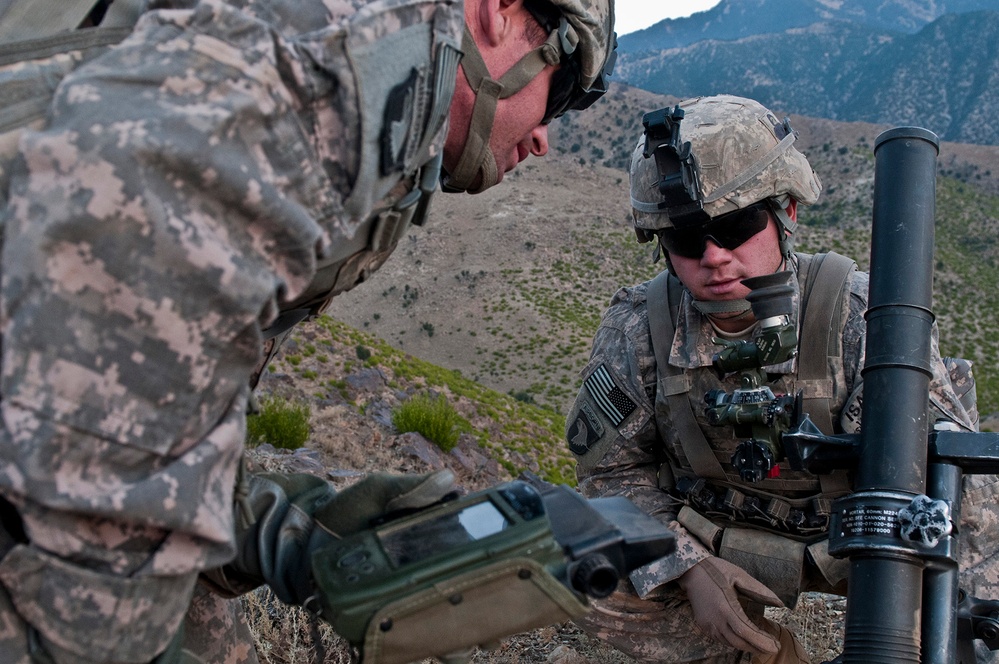 Army Soldiers Prepare Mortar Fire in Afghanistan