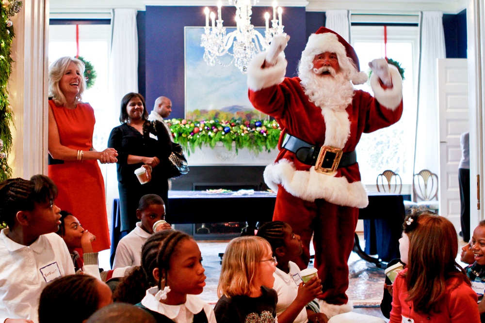Santa Brings Holiday Cheer to Children at Biden's Naval Observatory Party