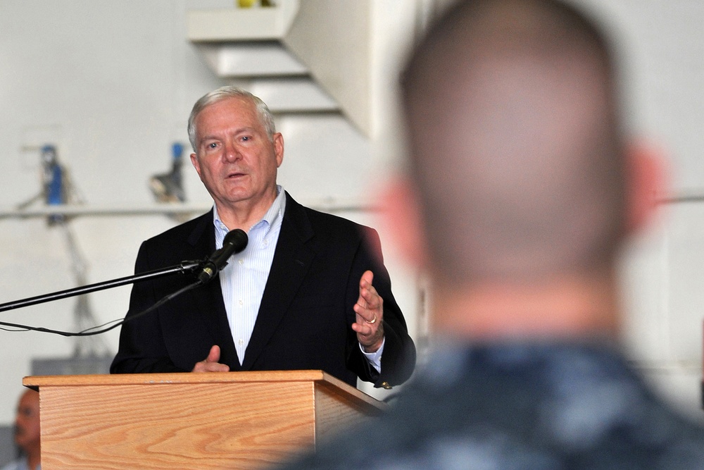 Defense Secretary Gates Visits Deployed USS Abraham Lincoln