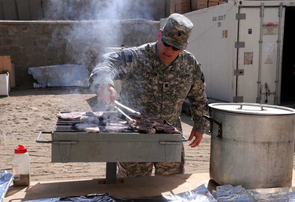 Army Lieutenant Colonel Grills Steaks for Deployed Soldiers in Afghanistan