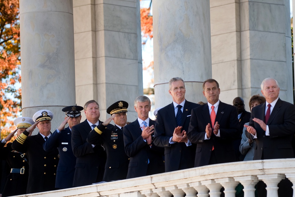 Defense Secretary, House Speaker Attend Veterans Day Ceremony at Arlington National Cemetery