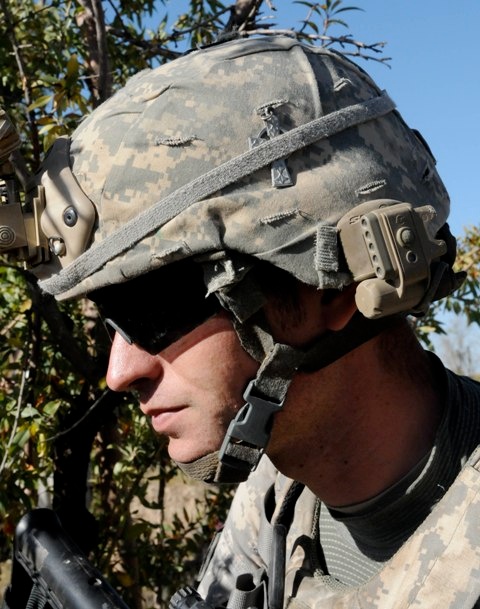 Vermont National Guard Soldier Displays Celtic Cross on Helmet in Afghanistan