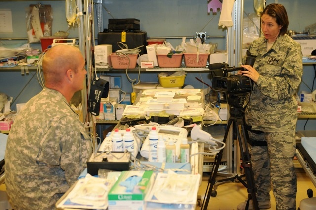 Air Force, Army Troops Conduct Interview at Forward Operating Base in Afghanistan