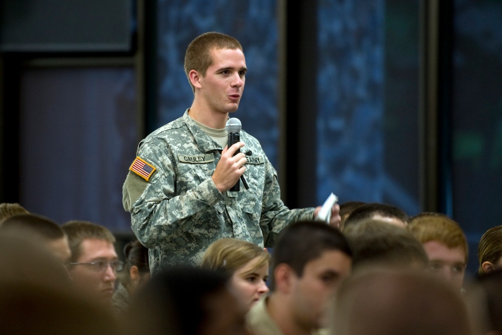 ROTC Cadet Asks Defense Secretary Gates Question at Duke University