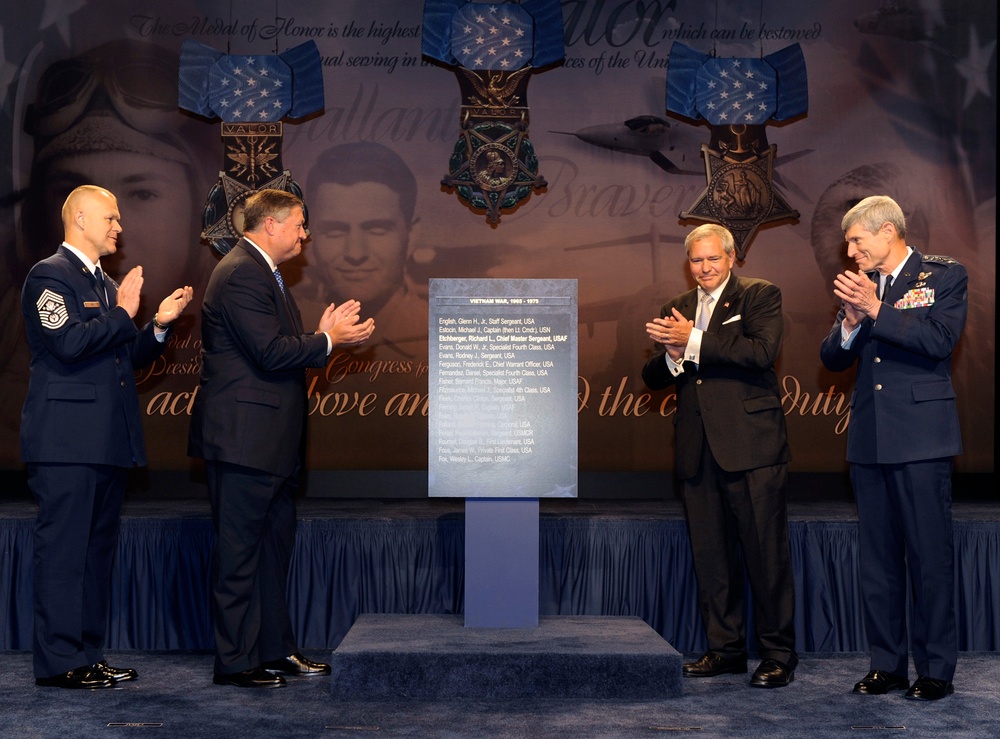 Air Force Leaders Unveil Pentagon Hall of Heroes Wall Panel for Medal of Honor Recipient
