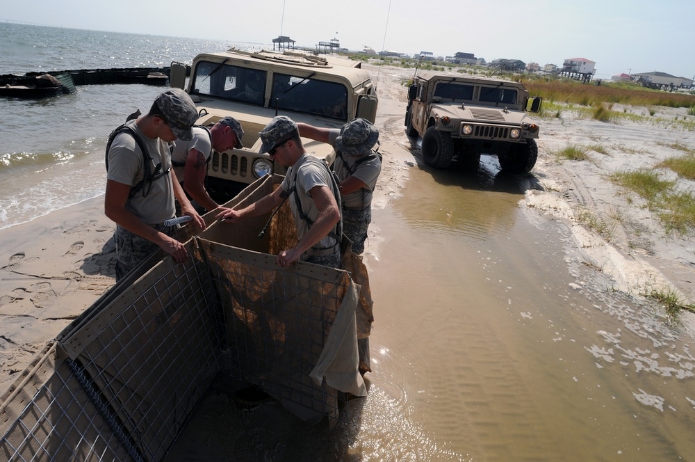 Alabama National Guard Builds Barriers to Protect Dauphin Island Beaches from BP Oil Spill