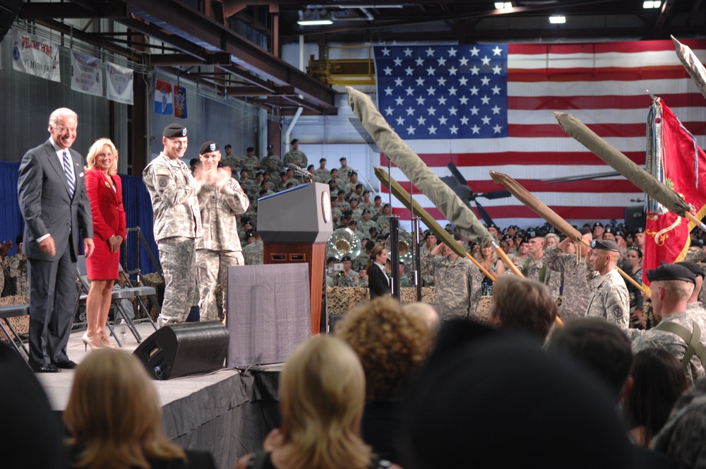 Biden Welcomes Home 10th Mountain Division Troops at Fort Drum Celebration