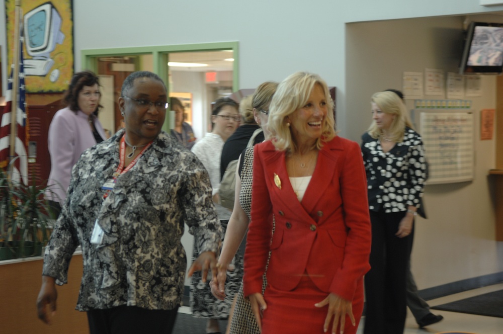 Dr. Jill Biden Tours Child Care Facility at Fort Drum