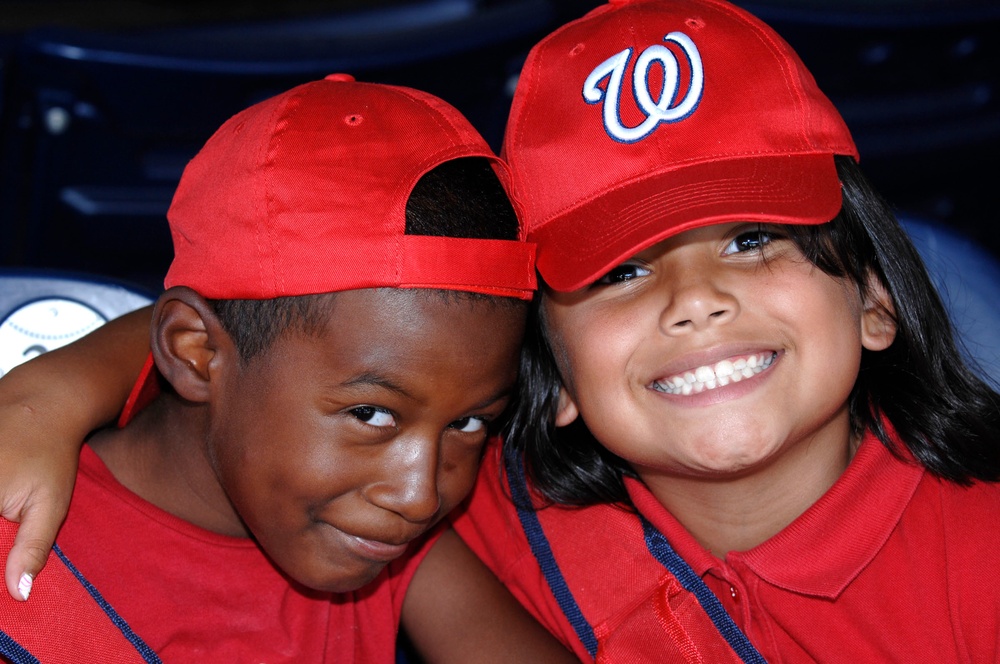 Military Children Cheer on Nationals at Game