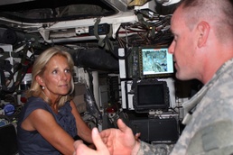 Dr. Jill Biden Tours Stryker Combat Vehicle with Troops in Iraq