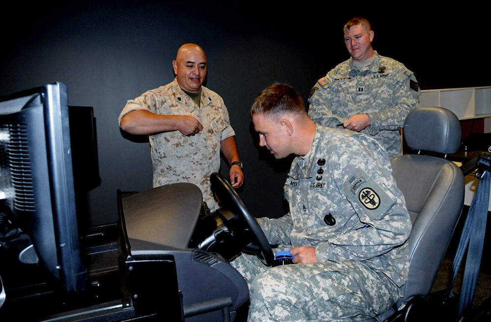 Wounded Warriors Test Driving Simulator at National Intrepid Center