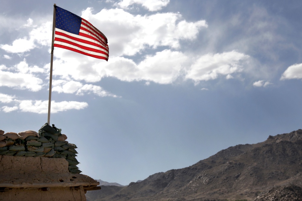 U.S. Flag Flies at Forward Operating Base in Afghanistan
