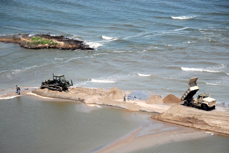 National Guard Builds Sand Barrier to Protect Louisiana Coast from Oil Spill