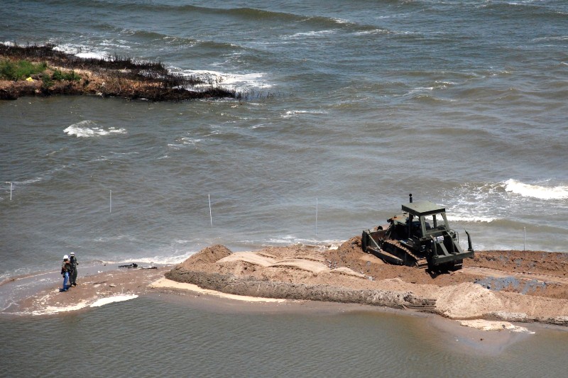 Louisiana National Guard Builds Sand Barrier to Protect Against Oil Spill