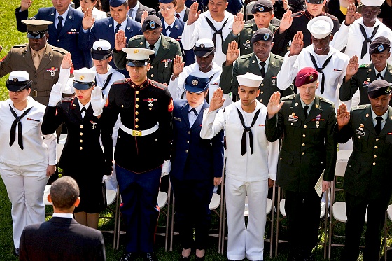 Obama Presides Over Naturalization Ceremony for Active-Duty Troops