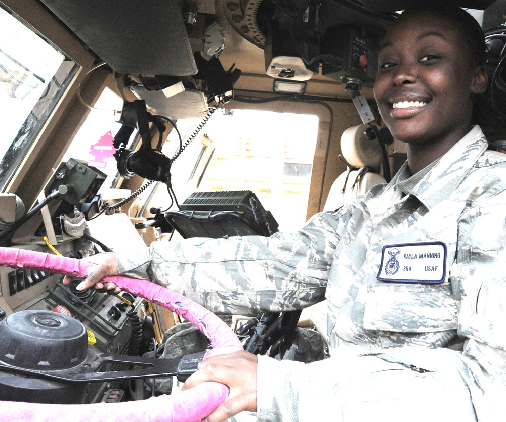 Airman Prepares for Mission in Mine-Resistant Vehicle
