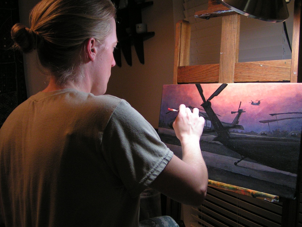 Louisiana National Guard Officer Paints Military Scenes at Home