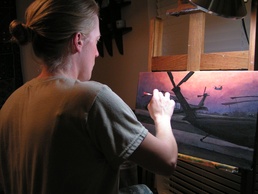 Louisiana National Guard Officer Paints Military Scenes at Home