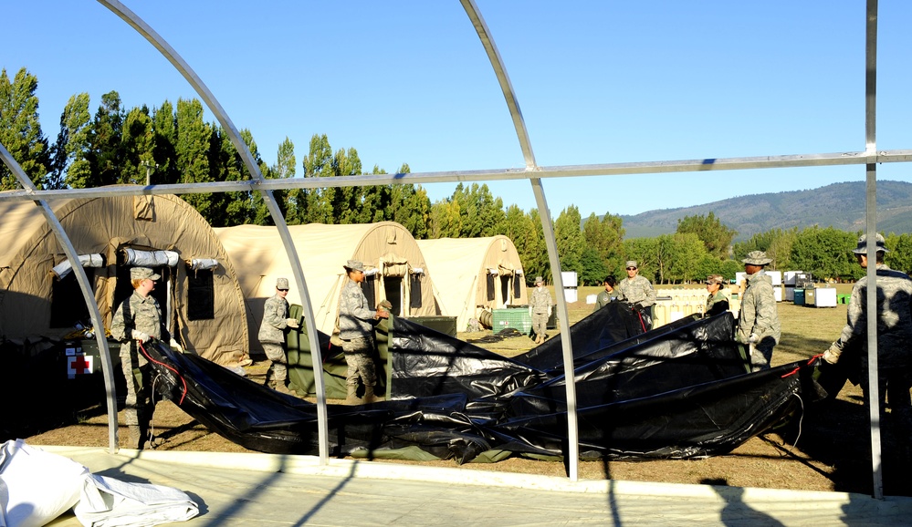 U.S. Airmen and Chilean Soldiers Collaborate to Build Mobile Hospital in Angol, Chile