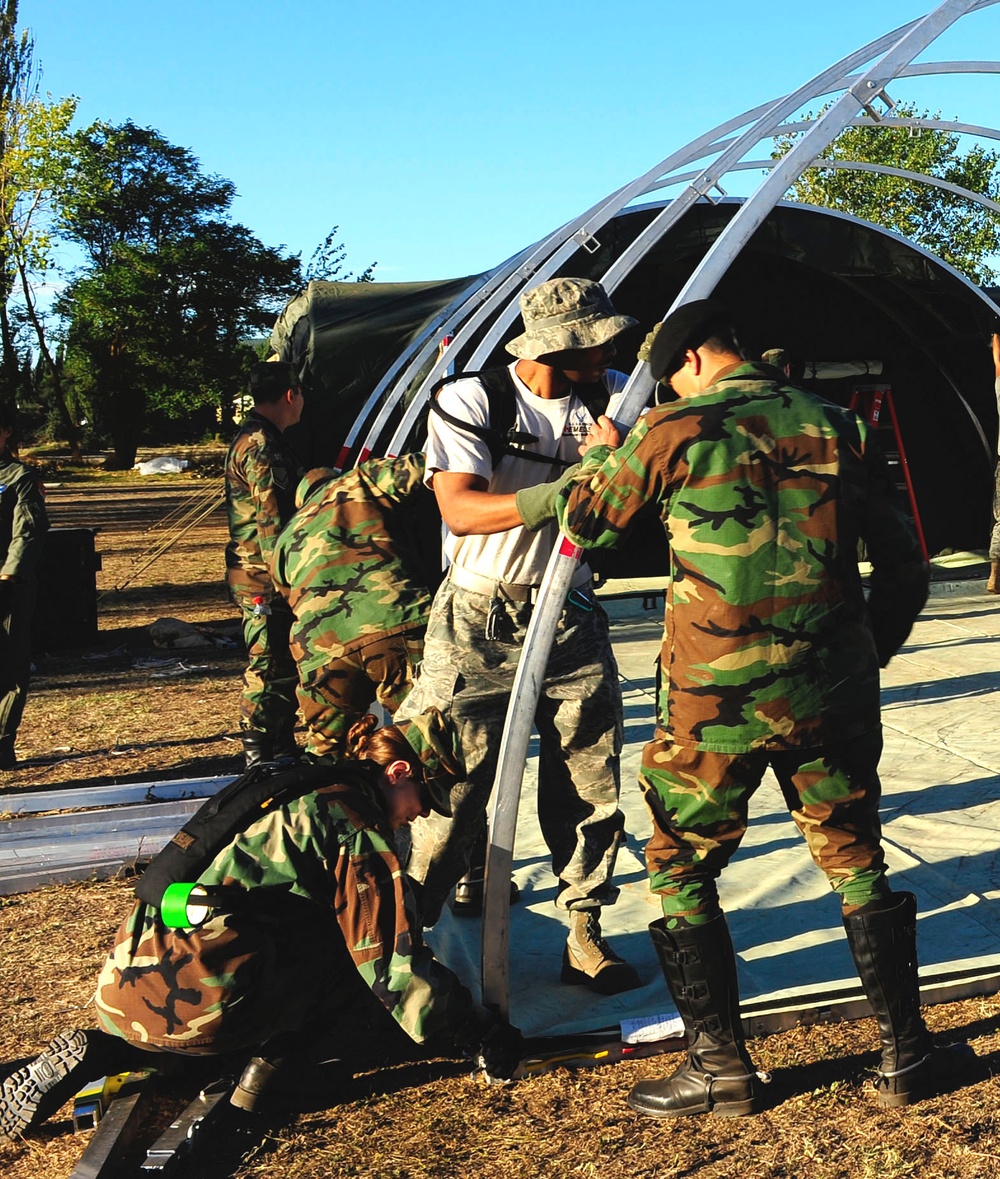 Chilean, U.S. Forces Collaborate to Erect Field Hospital in Angol