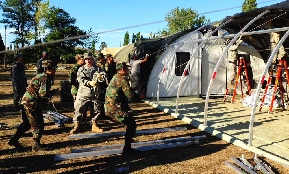 Air Force, Chilean Army Collaborate to Expand Mobile Hospital in Angol