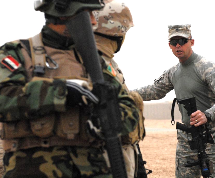 U.S. Soldier Trains Iraqi Troops at Combat Outpost in Iraq