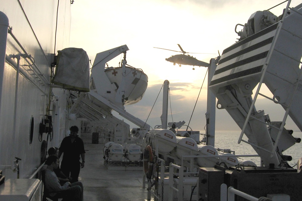 Navy Helicopter Lands Aboard USNS Comfort in Haiti Relief Effort