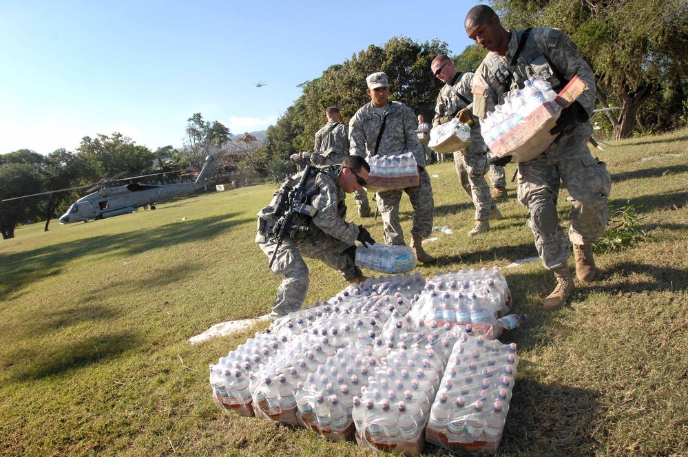 Airborne Division Receives Vital Supplies by Helicopter in Haiti