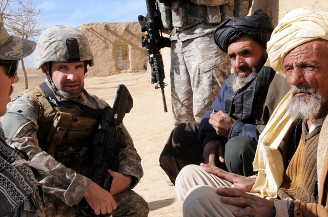 Army Master Sgt. Meets with Afghan Village Elders After Operation
