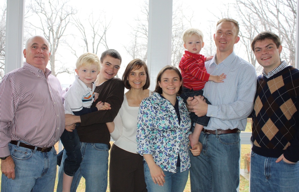 Adam Scott Poses with Family at Parents' Home in Virginia