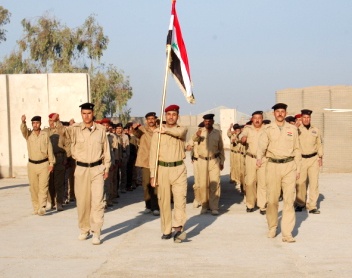Border Enforcement Academy Students Practice Marching in Iraq