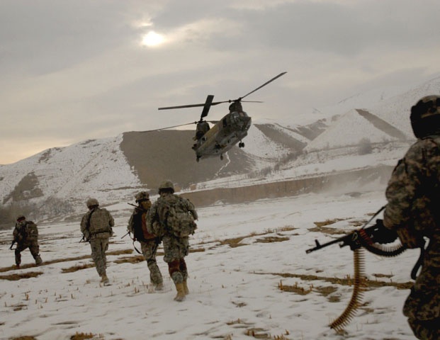 Task Force Gladius Soldiers Deploy from Chinook Helicopters in Afghanistan