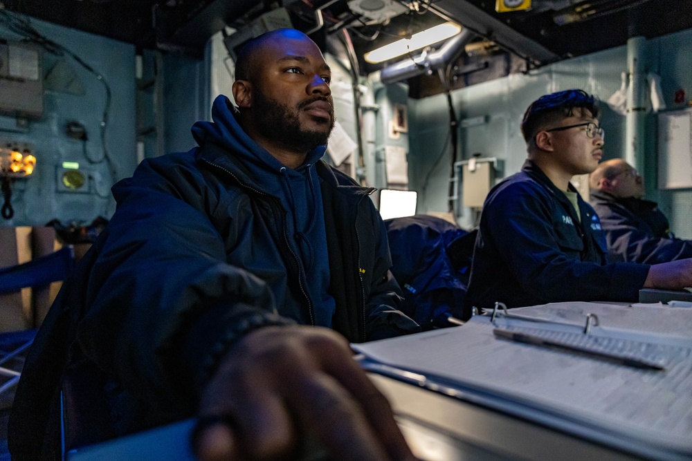 USS Mahan (DDG 72) Sailor Stands Watch