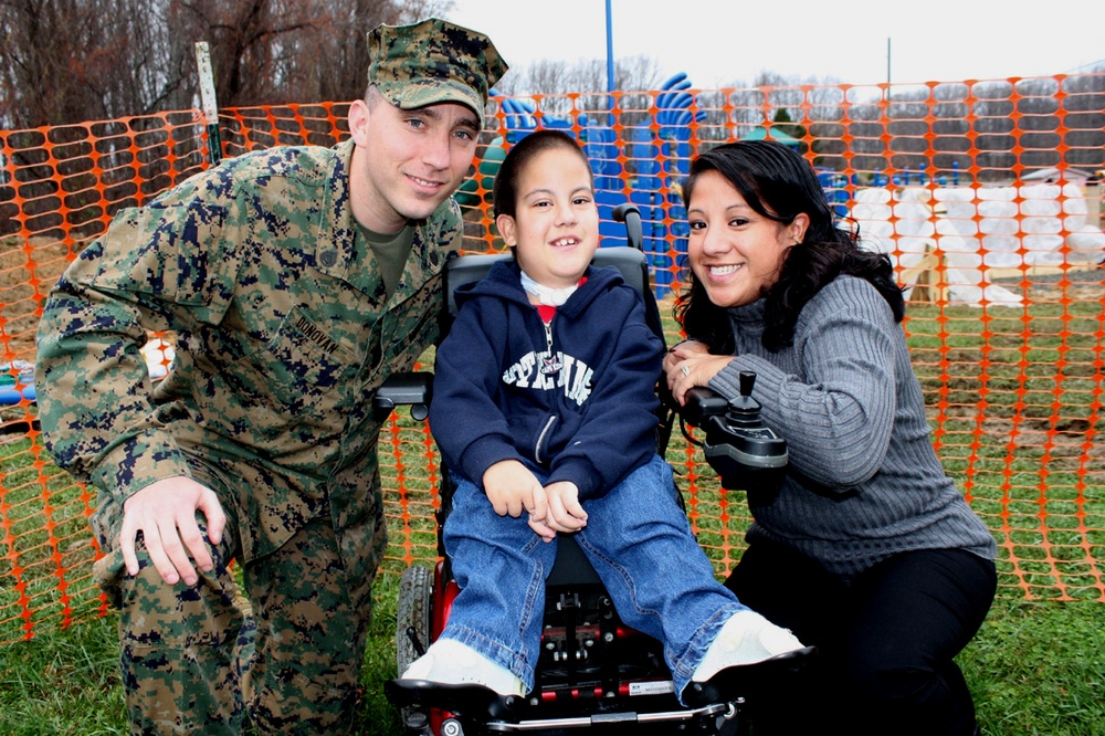 Marine Family Celebrates New Inclusive Playground at Quantico