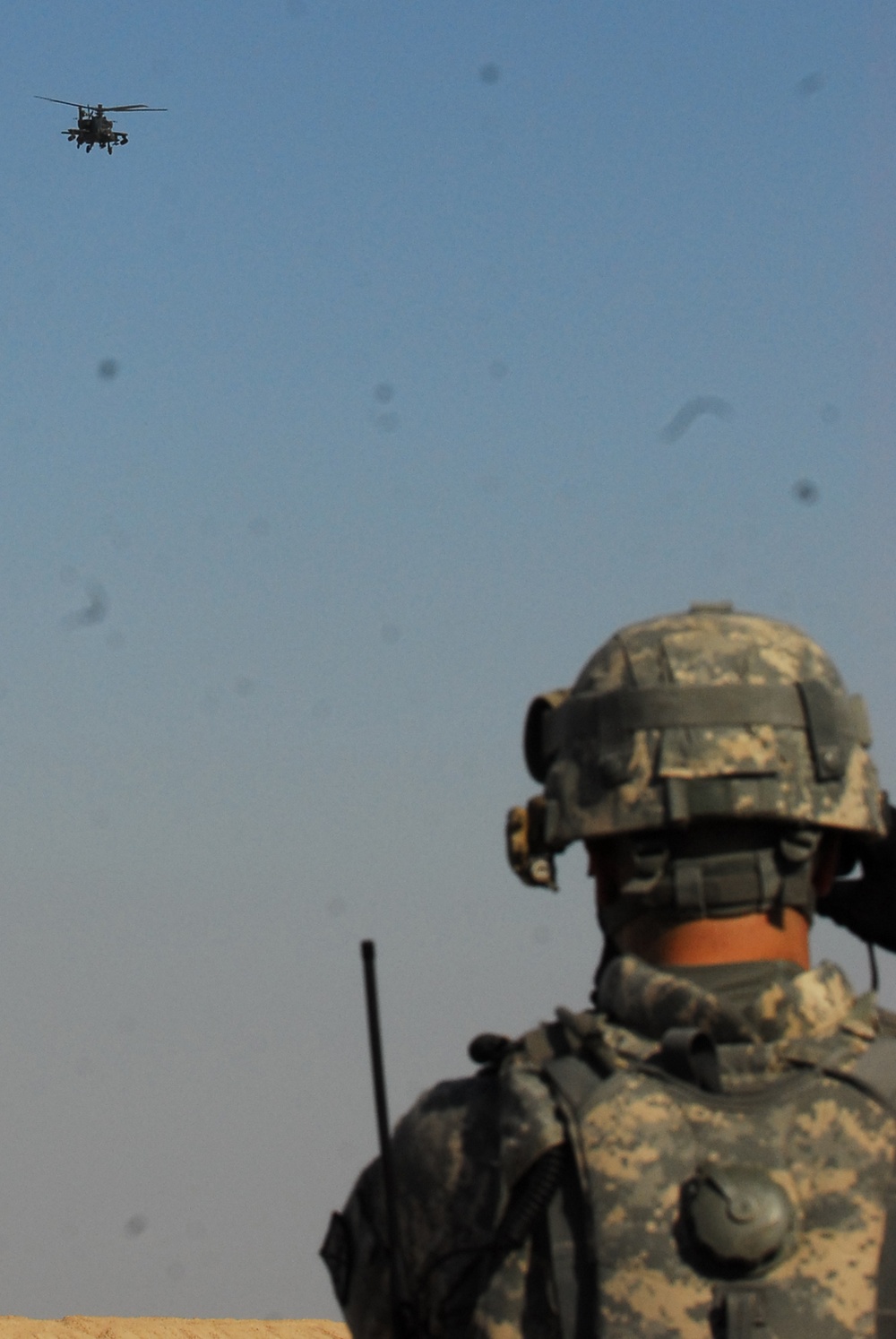 Soldier Guides Air Weapons Team to Target During Training in Iraq