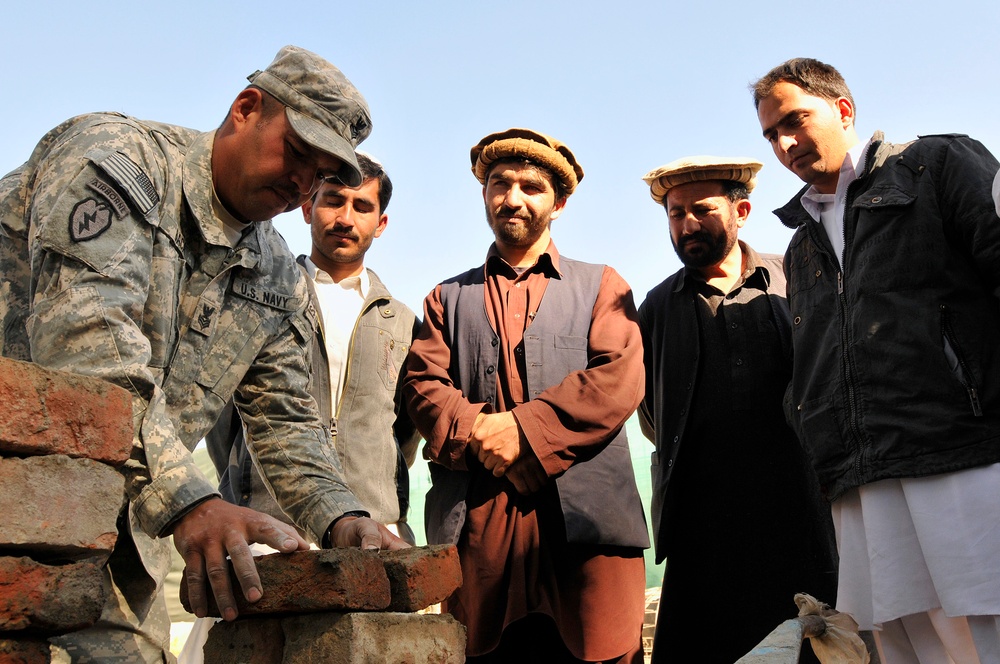 Navy Petty Officer Teaches Masonry Skills to Afghan Contractors