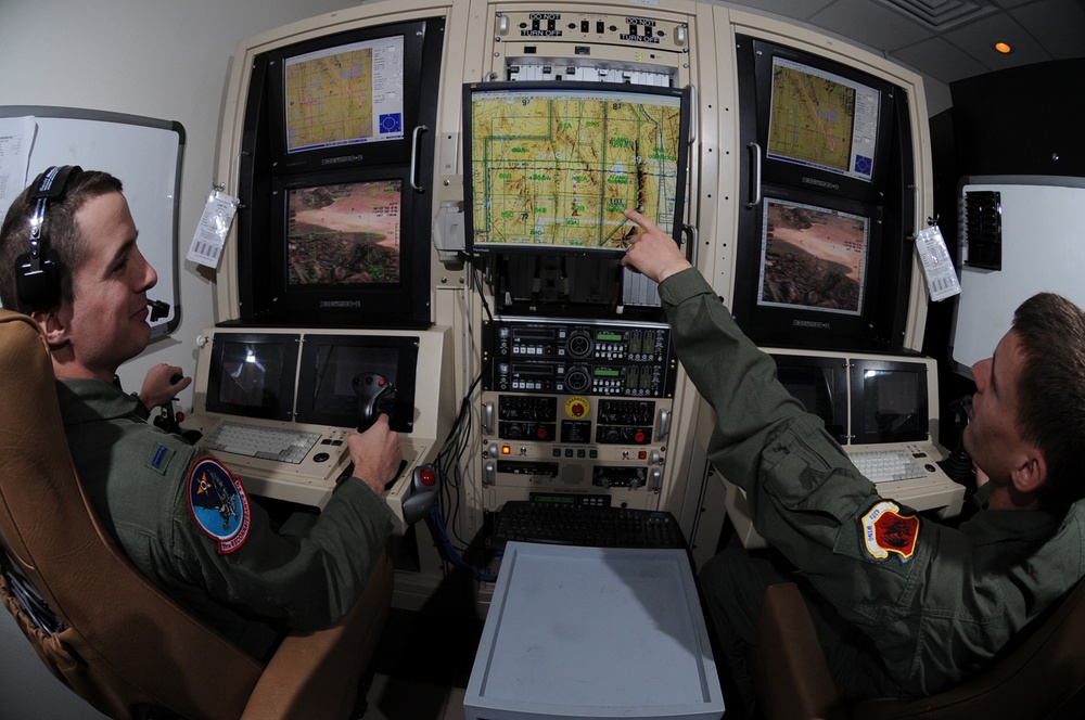 Air Force Airmen Train on Predator Drone Simulation