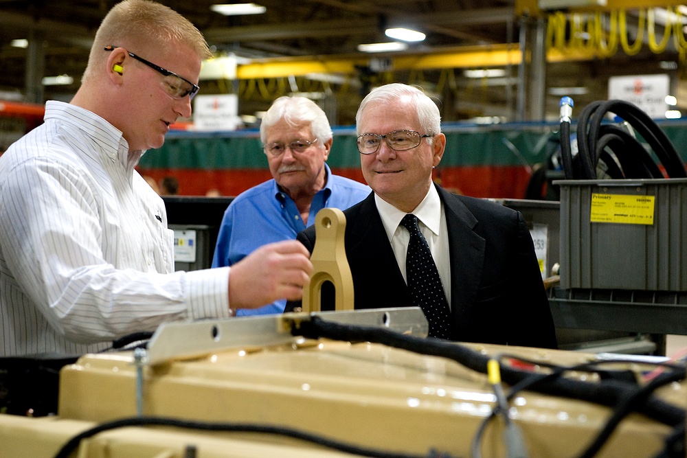 Defense Secretary Gates Tours MRAP-ATV Production Facility