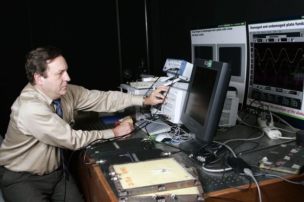 Army Researcher Monitors Armor Integrity with Oscilloscope