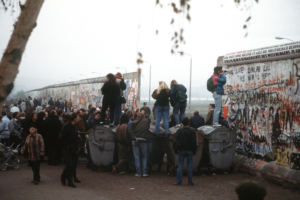 West Germans Celebrate Breaching of Berlin Wall at Potsdamer Platz
