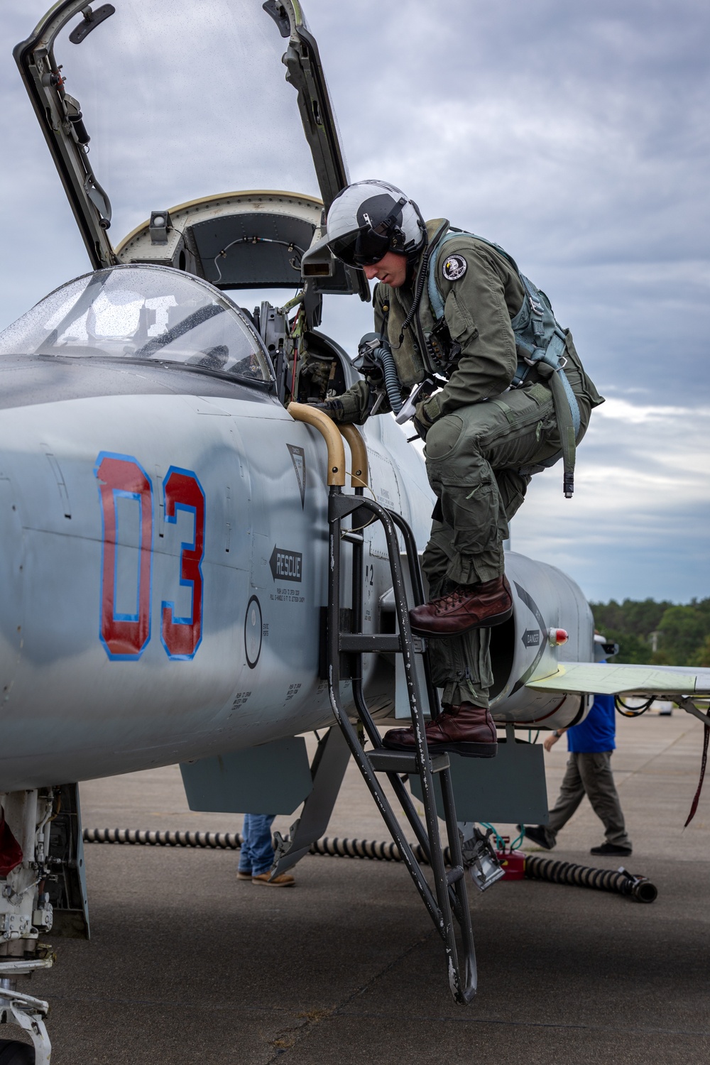 In Flight and Fuel: Marine Pilots fly an F-5 in Joint Base Cape Cod