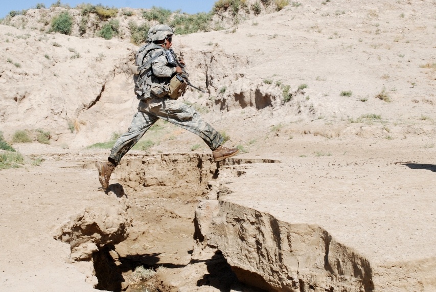 U.S. Soldier Crosses Chasm with Afghan Troops in Joint Operation