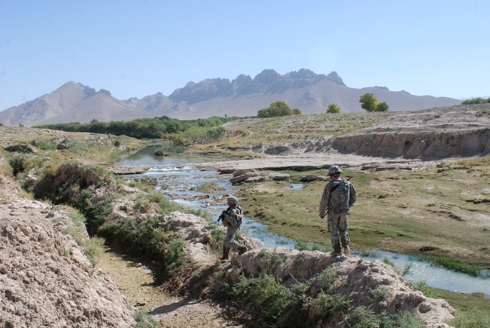 Army Paratroopers March by Tarnak River in Joint Operation with Afghan Forces