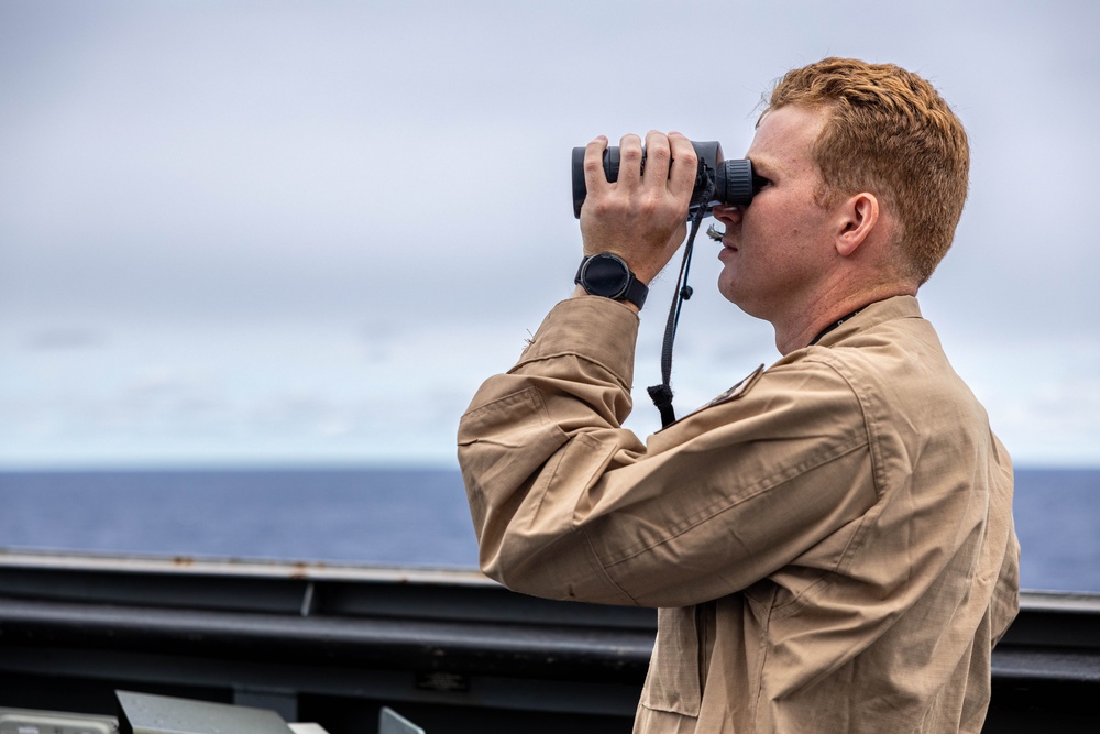 USS Mahan (DDG 72) Sailor Stands Bridge Watch