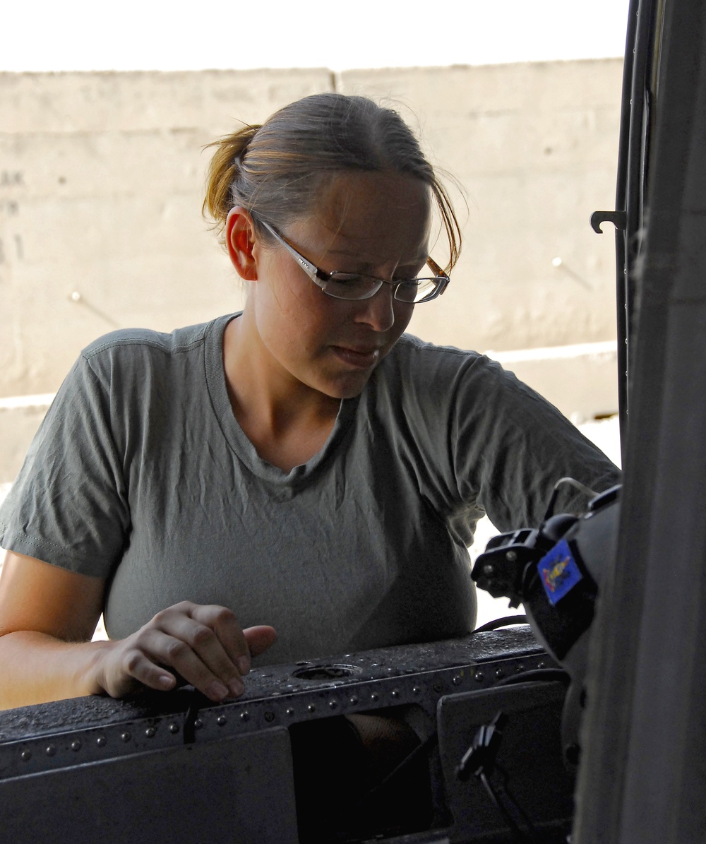 Army Medic Readies Black Hawk for Evacuation Mission in Iraq