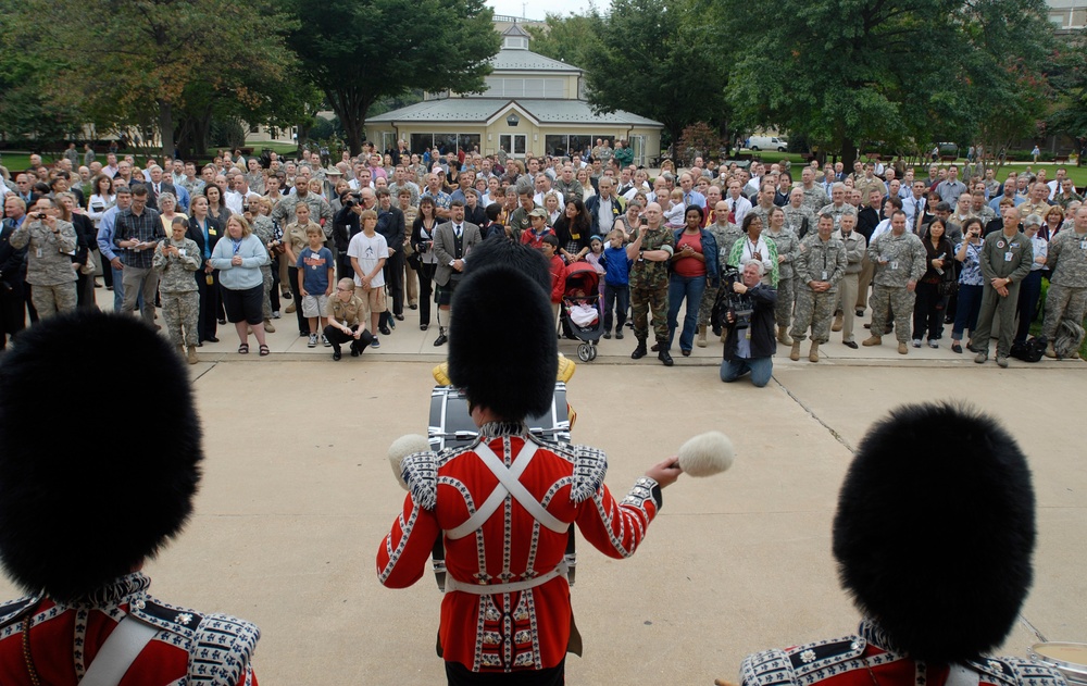 Scots Guard Pipes and Drums Perform at the Pentagon