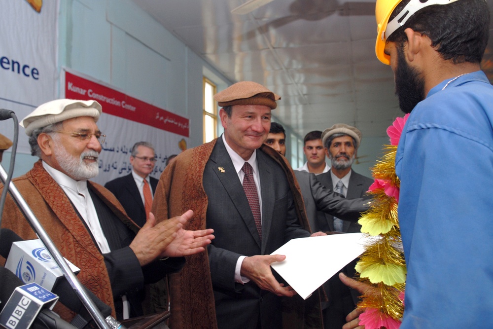 Afghan Governor and U.S. Ambassador Present Certificates to Construction Course Graduates