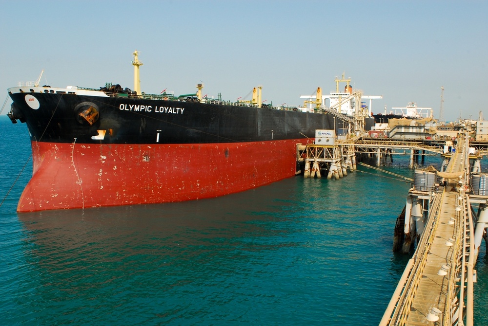 Oil Tanker Loads Up at Al Basrah Oil Terminal in Persian Gulf