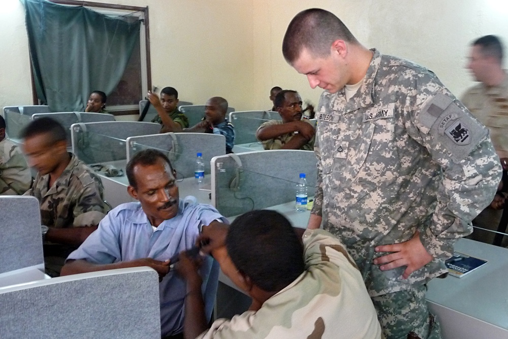 U.S. Soldier Mentors Djibouti Troops in Simulated Combat Training